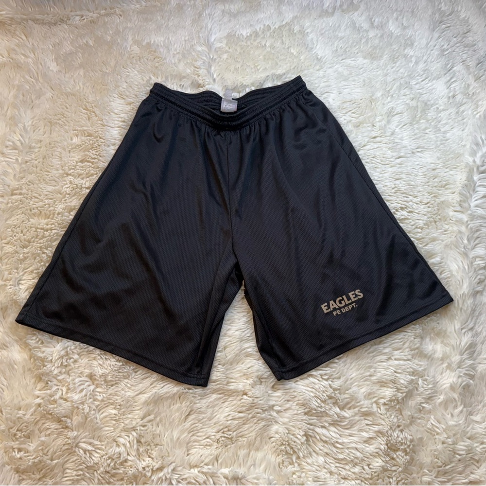 A4 Men's Athletic Shorts Eagles PE Black with green design large 8-1/2” inseam